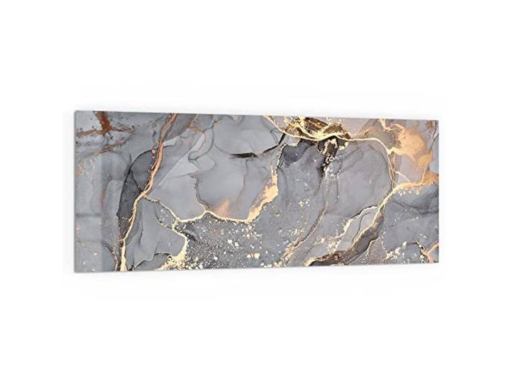 DEQORI Küchenrückwand Glas Motiv Elegantes Marmormuster 125x50 cm Bad- oder Herd-Rückwand Herdblende Spritzschutz für Küche & Badezimmer moderne Deko für Fliesenspiegel