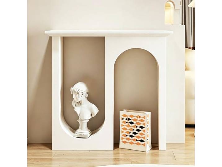 Konsolentisch, Eingangstisch mit Doppelbogen-Design und modernem Stil Klare Linien mit Stauraumfunktion für Flur und Wohnzimmer(B,35*10.2*33in)