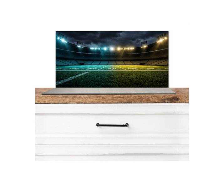 KitchenYeah Küchenrückwand Fußball - Stadion - Nacht - Modern, (1-tlg), Küchenrückwand Platte, Spritzschutz, 120x60 cm