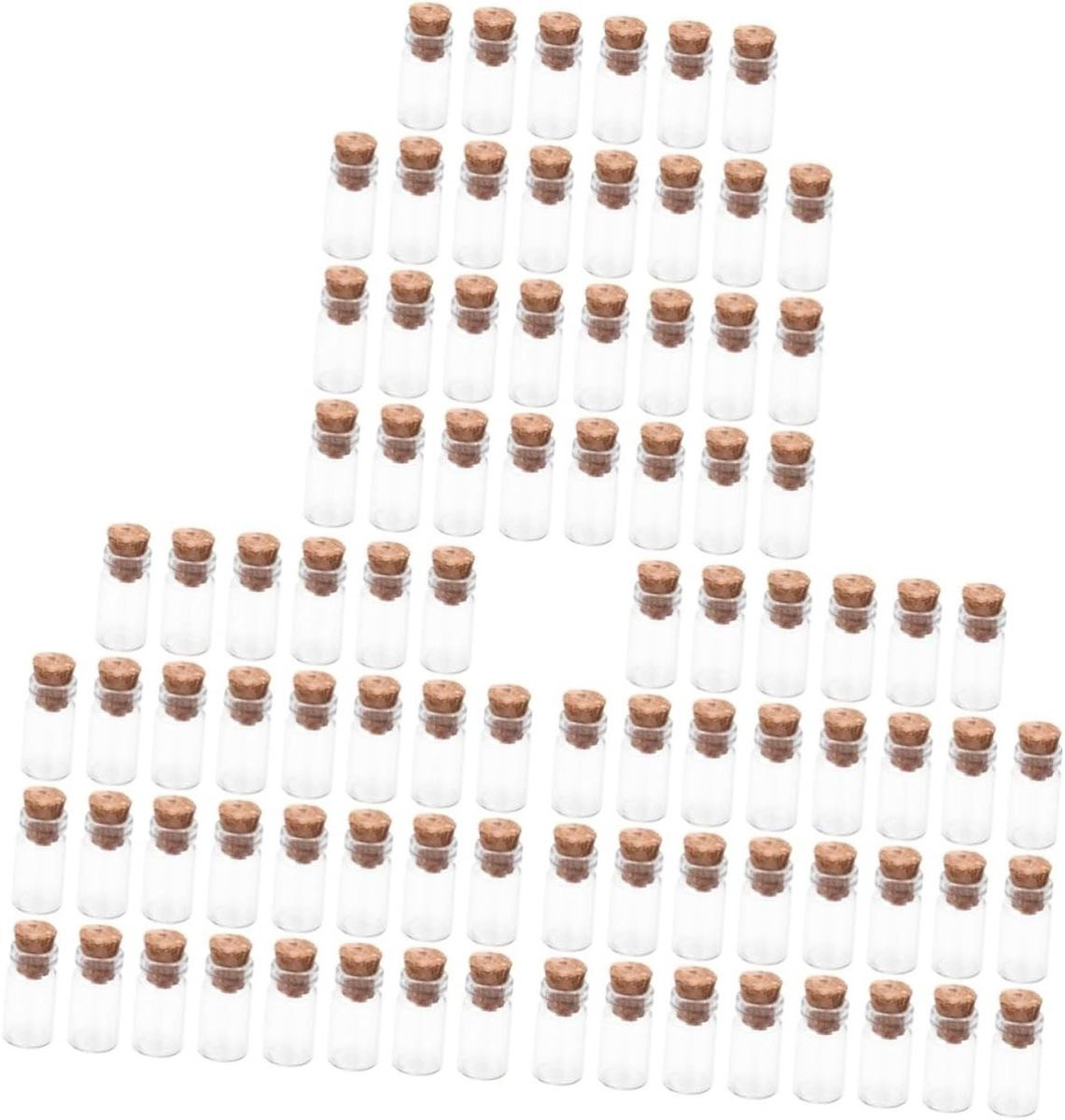 90 stuks Mini Glazen Wensflesjes met Kurk - Transparant - Decoratie en Hobby