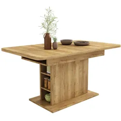 OKWISH Ausziehbarer Esstisch Natur 130x70x75 cm mit Stauraum, Spanplatte Metallgestell, rechteckig, platzsparend und vielseitig nutzbar
