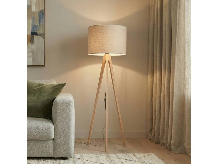 Stehlampe Grand TK Lighting, Holz hell, für Wohn- / Esszimmer, Holz, Modern, Stehlampe