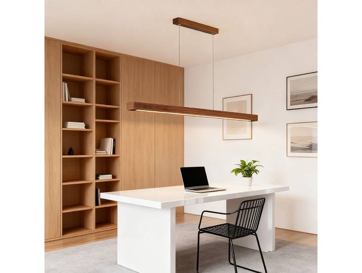 DAMIASMIL moderne pendentif LED lumière au-dessus de la Table à manger bois longue bande lampe pour salon salle à manger luminaire à la maison