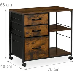 Relaxdays, Rollcontainer, Rollcontainer (75 x 40 x 68 cm)