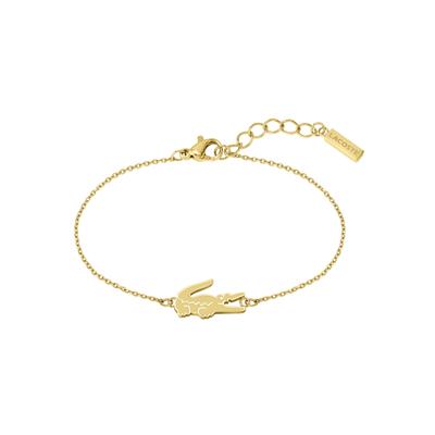 Freundschaftsarmband LACOSTE "Schmuck Edelstahl Partnerarmband CROCODILE", gold (gelbgoldfarben), Armbänder, Damen, 19cm, Edelstahl