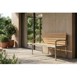 OUTFLEXX Gartenbank, Teakholz/Edelstahl, 2-Sitzer, 130x55x80cm, FSC®-zertifiziertes Produkt