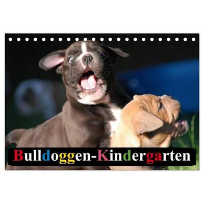Bulldoggen-Kindergarten (Tischkalender 2027 DIN A5 quer), CALVENDO Monatskalender