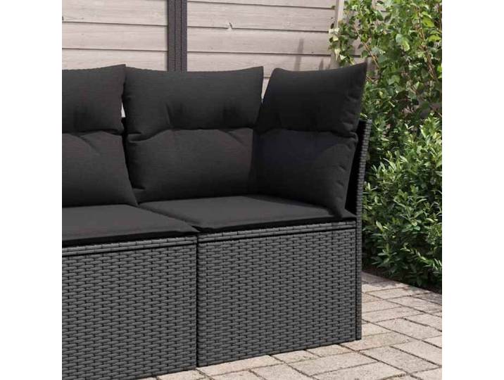 Canapé d'angle Jardin Polyrotin Noir Salon Extérieur 230x150x65cm Terrasse