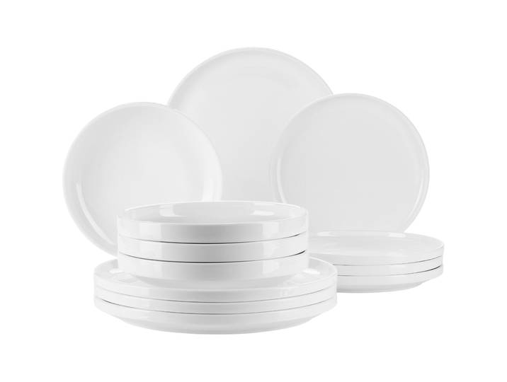 MÄSER Teller-Set Vada Weiss Porzellan 12 Stk