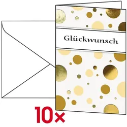 Sigel 10er-Pack Geburtstagskarten mit Umschlag »Golden Bubble«, 17x11.5 cm