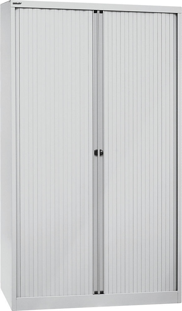Euro-Rollladenschrank, Breite 1200 mm, 4 Fachböden, lichtgrau BISLEY