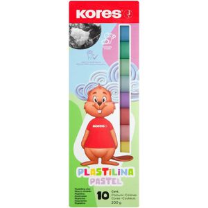 Kores Knete Plastilina Pastel, 10 Stangen, ab 3 Jahren, farbig sortiert, 200g