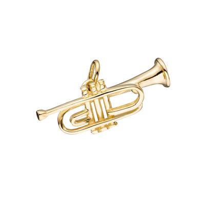 Kettenanhänger JOBO "Anhänger Musik Trompete 24 mm", gold (goldfarben), Schmuckanhänger, Damen, Silber 925 (Sterlingsilber), Kettenanhänger, 925 Silber vergoldet