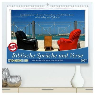 Biblische Sprüche und Verse (hochwertiger Premium Wandkalender 2027 DIN A2 quer), Kunstdruck in Hochglanz