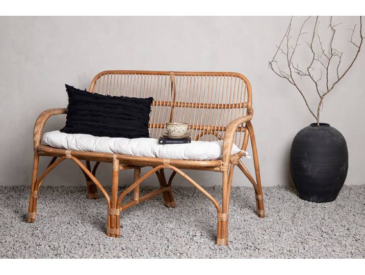 Loungesessel Sevilla – aus Rattan inklusive creme-weißem Kissen - Natur - Luxusbetten24