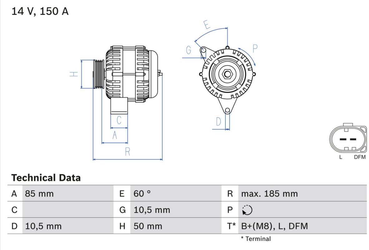Drehstromgenerator BOSCH 0 986 047 550