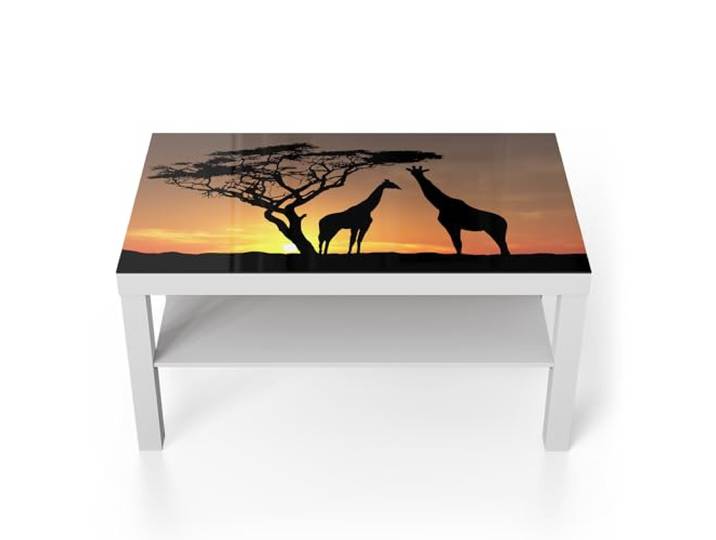DEQORI Glastisch weiß groß 90x50 cm Motiv Afrikanische Eleganz ausgefallener Beistelltisch aus Glas Hochglanz Couchtisch fürs Wohnzimmer moderner Couch Tisch mit Design