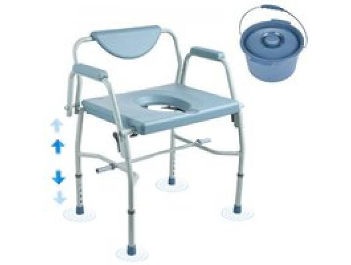 VEVOR Toilettenstuhl Nachtkommode mit Herunterklappbaren Armen und Abnehmbarer Rückenlehne, 5-stufig Höhenverstellbar 50-62 cm, Abnehmbarer 7-Liter-Eimer, Einfach zu Montieren, 453,6 kg Kapazität