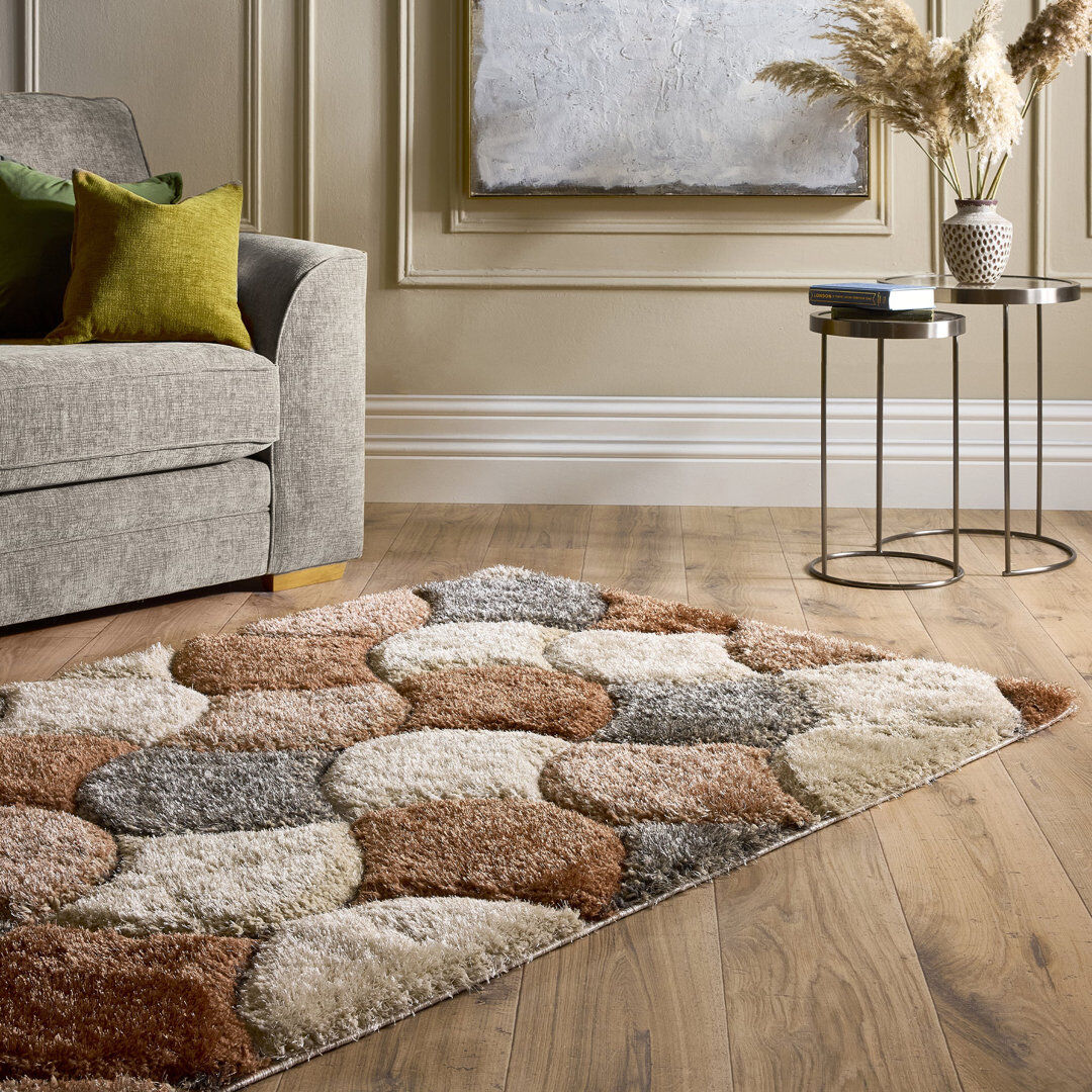 Ivy Bronx 3D Scallop Ox Terracotta Rug Brown Rectangle 120 x 170 cm