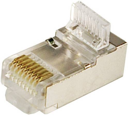 LogiLink RJ45-Modularstecker CAT 5e, geschirmt MP0004 Stecker, gerade Pole: 8P8C Silber 100 St.
