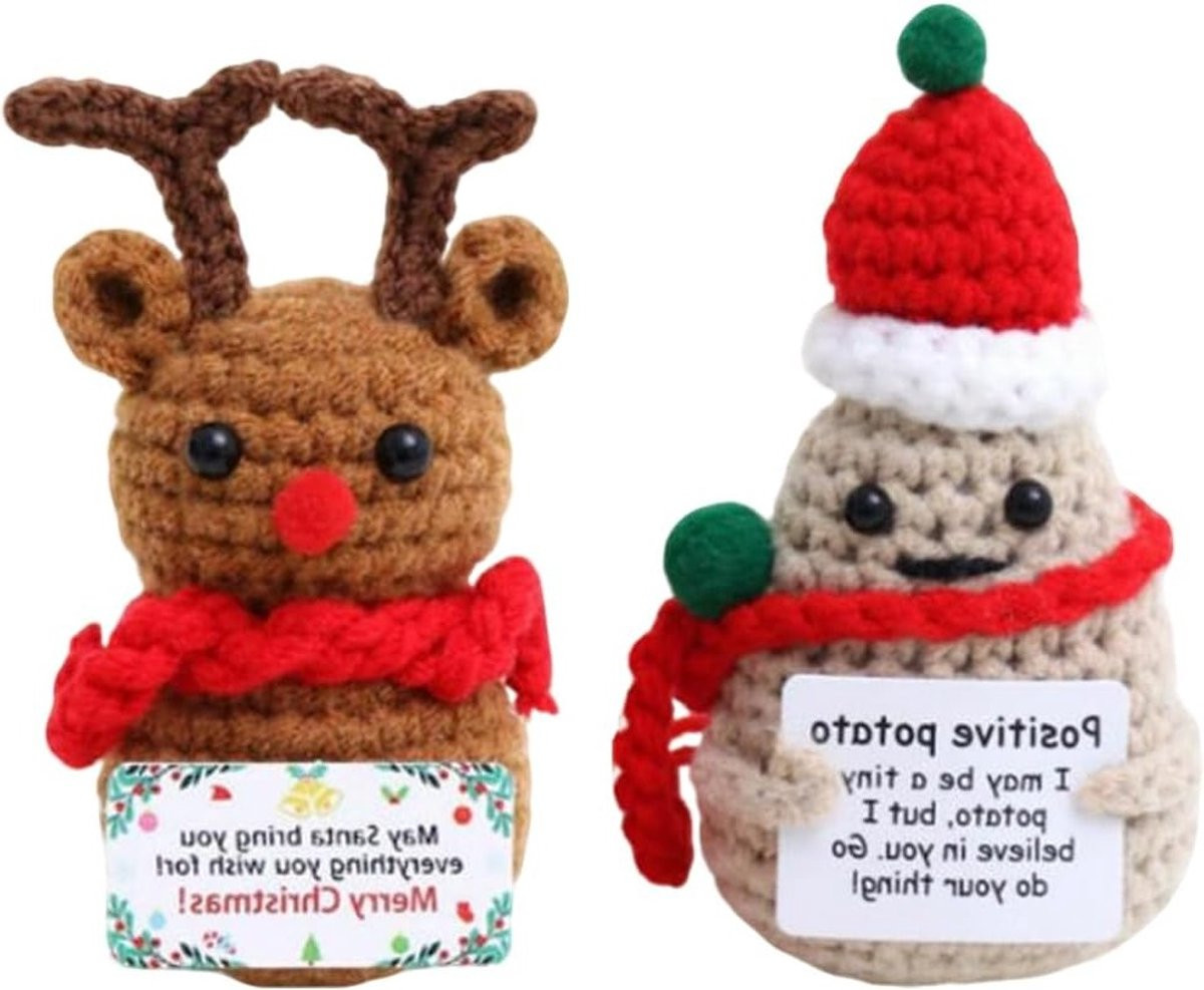 Grappige gehaakte aardappel eland ornamenten voor kerstdecoratie en kamerdecoratie