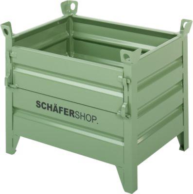 Transport- und Stapelbehälter Schäfer Shop Select, mit Klappe, L 1050 x B 850 x H 670 mm, lackiert, resedagrün