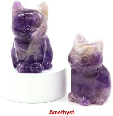 Inspired Living Amethyst Cat Figurine Hand Carved Crystal Cat Statue For Meditation And Home Decor amethyst