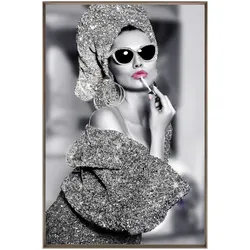La Casa »Lady with lipstick« Wandbild 80x120 cm mit Messingrahmen