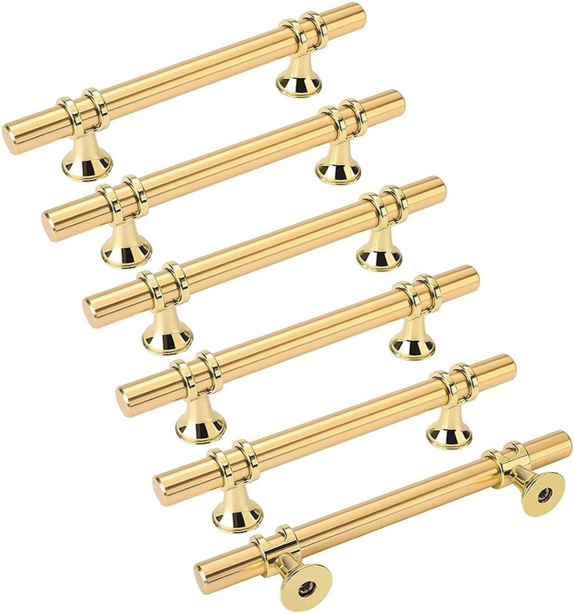 Set van 6 gouden meubelgrepen voor moderne meubels