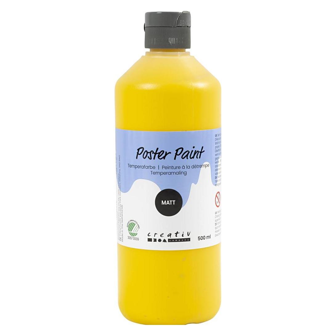Creativ Company Poster Paint, matt, semi opaque, primary yellow, 500 ml/ 1 bottle (500 ml) (70642215)