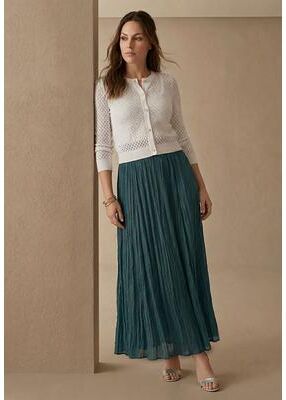 Plus Size Women's Flowing Crinkled Maxi Skirt by Jessica London in Mystic Pine (Size 26) Elastic Waist 100% Cotton