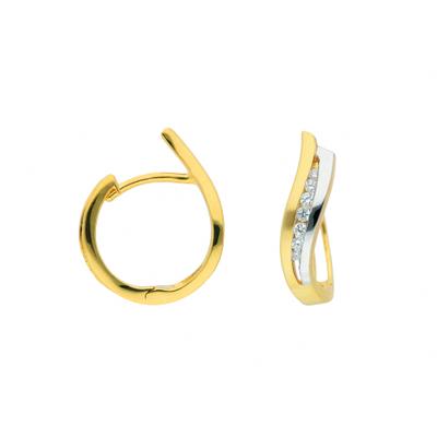 Paar Creolen ADELIA´S "Creolen Ohrringe 585 Gold ( 14K ) mit Zirkonia", silber, Ohrringe, Damen, Damen, Gold, Goldohrringe