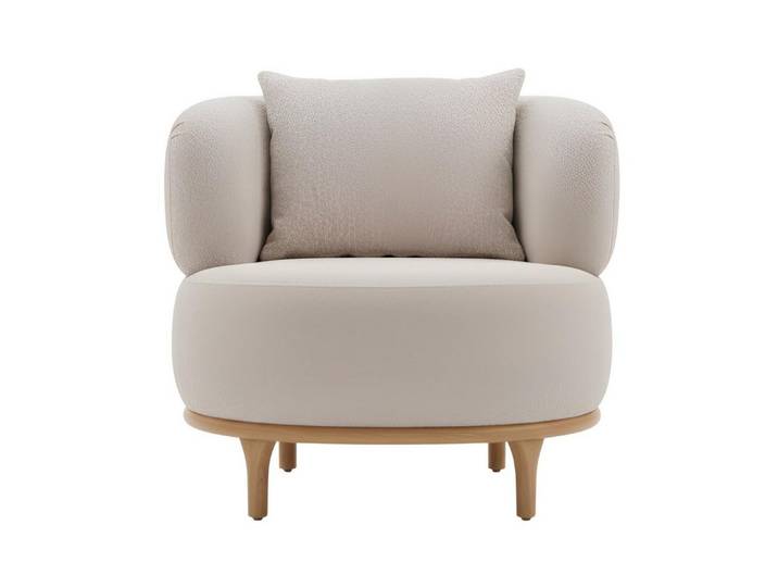 Xlmoebel Sessel Beiger Sessel im minimalistischen Stil mit abgerundeten Linien (1-St., Beiger Sessel), Made in Europa