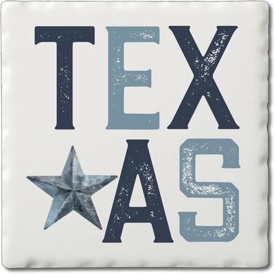 Thirstystone Patriotic Texas 4-Pack Tumbled Tile Stone Coasters with Protective Cork Backing Manufactured in The USA