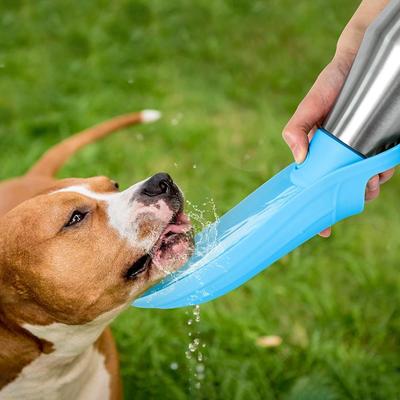 Inspired Deals Stainless Steel Portable Dog Water Bottle Foldable Outdoor Pet Drinking Fountain light Blue