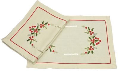 Xia Home Fashions Country Holly Berry 14x20 Placemats-Set of 4