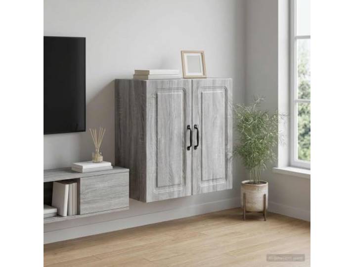 Wandschrank 59 x 31 x 60 cm Holzwerkstoff Sonoma-Grau Stauraumschrank Verstellbare Regale, robuste Oberfläche, pflegeleichte Reinigung, modernes Design, vielseitig einsetzbar