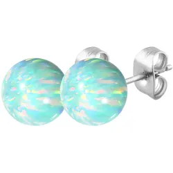 Chirurgenstahl Ohrstecker SYNTHETISCHER OPAL