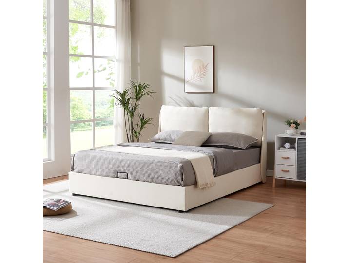Polsterbett 'Lunner' Doppelbett mit Bettkasten 160 x 200 cm Beige