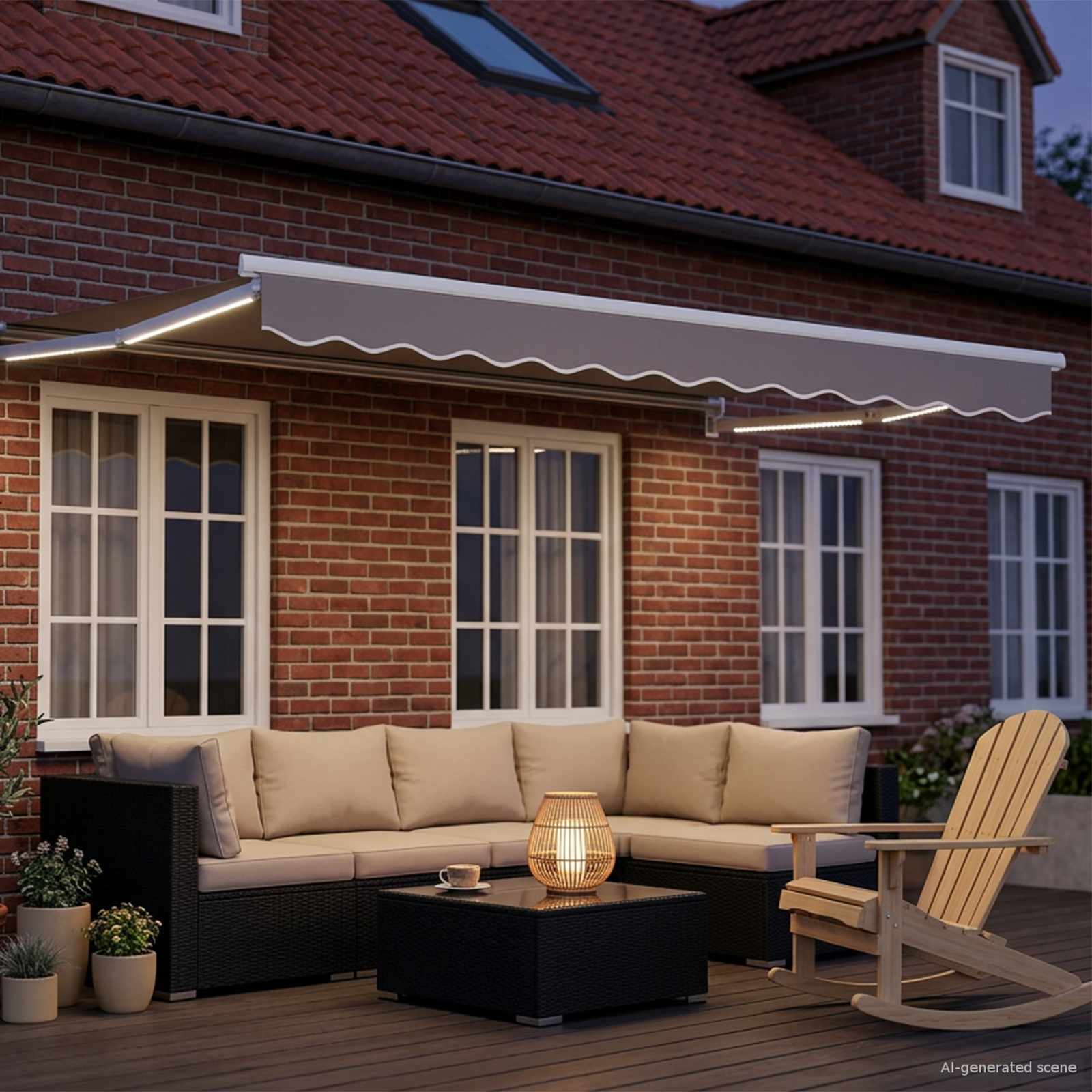 vidaXL Manual Awning Frame with Solar LED 3 x 2 m Blanc