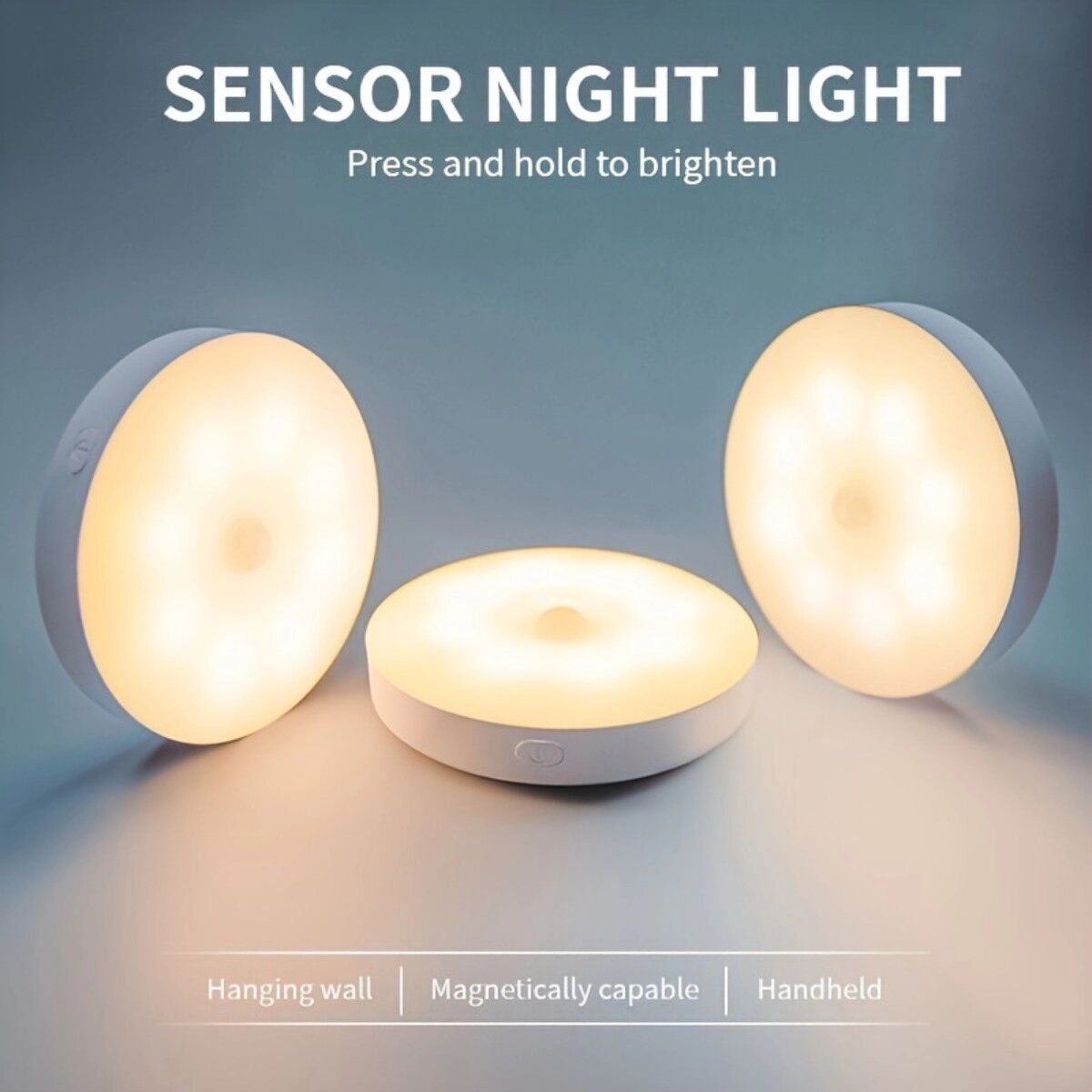 INF Bewegungsaktivierte magnetische wiederaufladbare LED-Leuchte 6er-Set — USB wiederaufladbar, PIR-Sensor, 300mAh Warmweiß