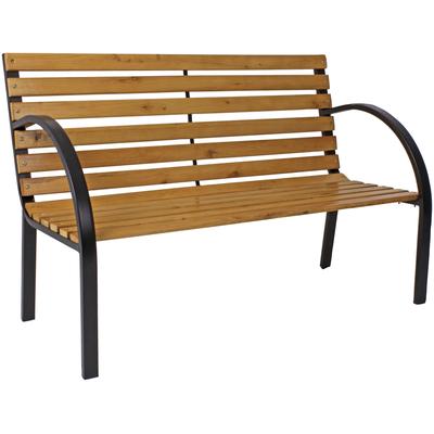 Bank GARDEN PLEASURE "BELLEVUE", schwarz (schwarz, natur, schwarz), B:122cm H:80cm T:60cm, Sitzbänke, Klassisch gestaltete 2-Sitzerbank, Stahl