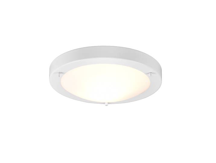 Plafonnier Condus 32 x 8 x 32cm Blanc/Blanc Acier verni Verre opalin E27