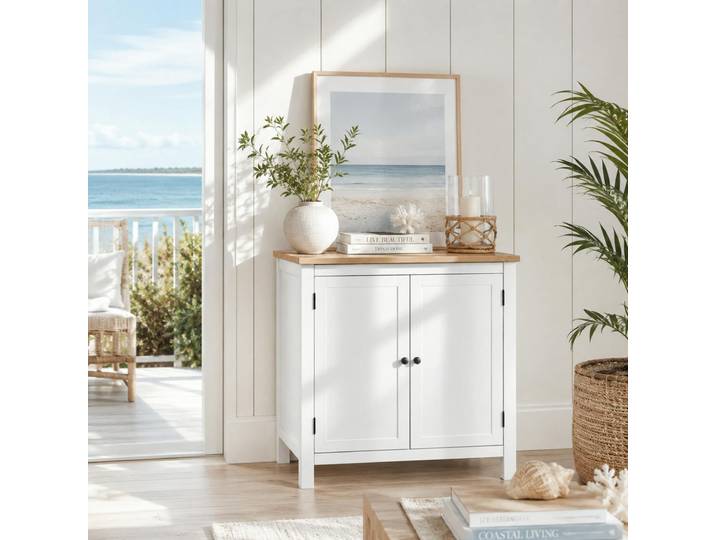 Petit buffet blanc 2 portes à encadrement VENZA