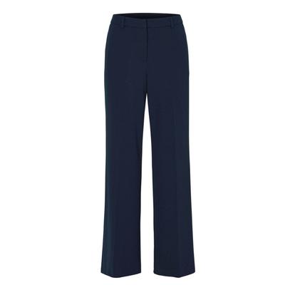 Stoffhose GOLDNER "Jerseyhose mit Bügelfalten", Damen, Gr. 42, N-Gr, blau (marine), Obermaterial: 95% Polyester PES. 5% Elasthan EL., festlich, weit, Hosen Stoffhose, Luftige Qualität