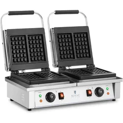 Royal Catering Doppel-Waffeleisen belgisches Waffeleisen Waffelmaschine rechteckig 2 x 2.000 W, Waffeleisen, Silber