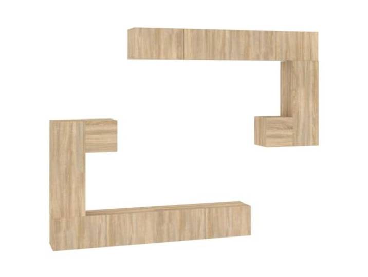 Makastle TV Schrank Hängend Sonoma-Eiche 8-teilig Set