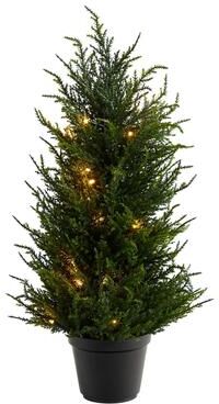 Nearly Natural "18"" Cedar Artificial Tree with LED Lights UV Resistant - 6"""