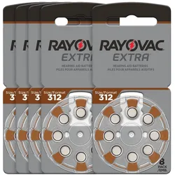 Rayovac 5er-Set Hörgeräte Batterien Typ 312, braun, 1,4V/180 mAh, 40er-Pack (40 Stk., 180 mAh), Batterien + Akkus