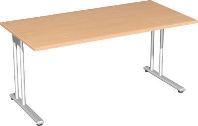 Schreibtisch PALENQUE, C-Fuß, Rechteck, B 1600 x T 800 x H 720 mm, Buche